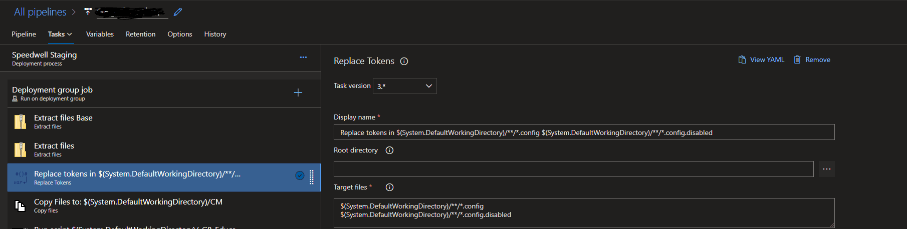 Azure Devops Variables Replacement Step