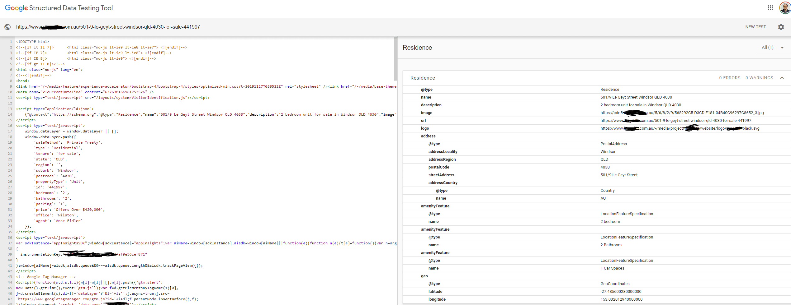 Google Structured data testing tool