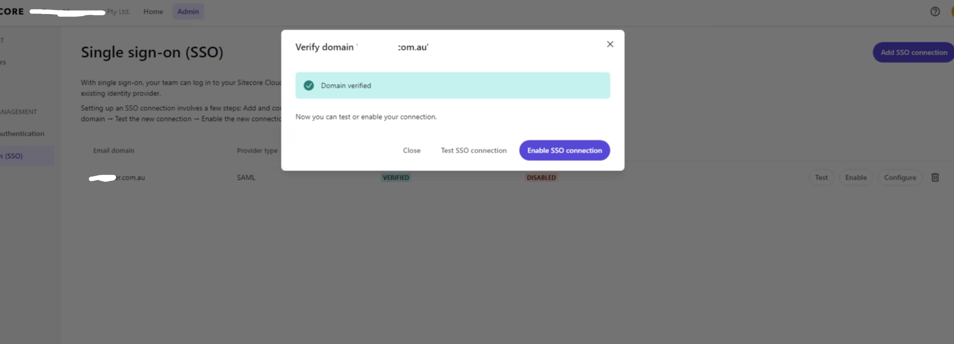 Sitecore Cloud Portal Domain Verfied
